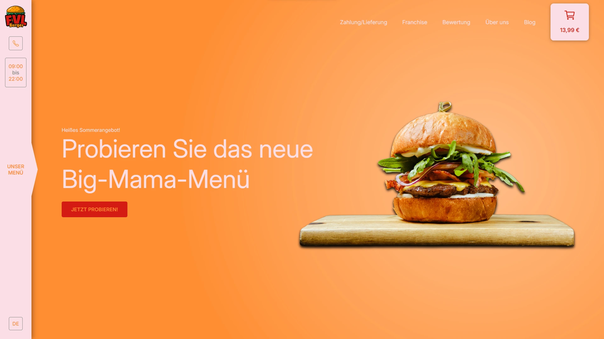 Burger Lieferservice Web Design